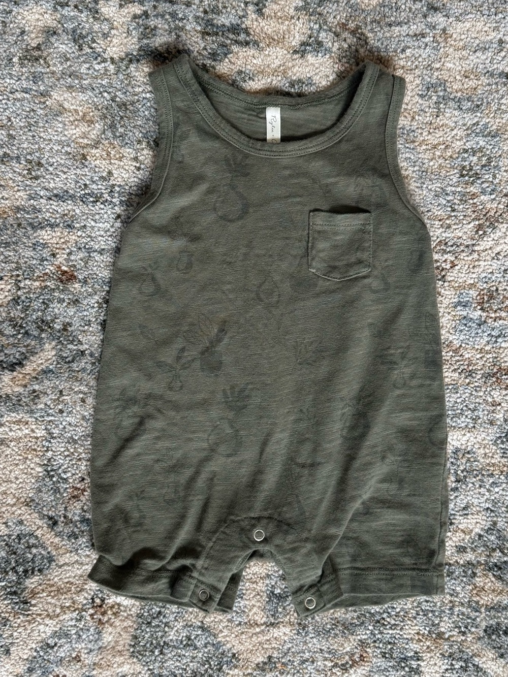 Rylee + Cru Olive Veggie print romper